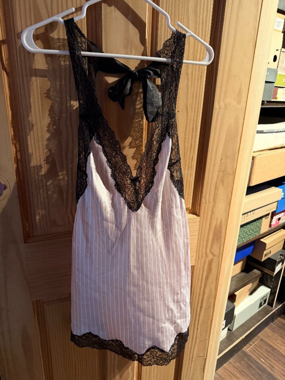 Vintage Victoria's Secret satin and lace striped top